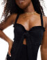 Miss Selfridge broderie corset detail tie front swimsuit in black 36 - фото #4