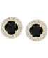 ფოტო #3 პროდუქტის Black Diamond (3/4 ct. t.w.) & White Diamond (1/4 ct. t.w.) Halo Stud Earrings in 14k Gold