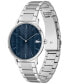 ფოტო #2 პროდუქტის Men's Crocorigin Quartz Silver-Tone Stainless Steel Bracelet Watch 40mm