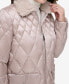 Фото #6 товара Women's Faux-Fur-Collar Quilted Coat