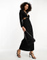 Фото #6 товара Never Fully Dressed textured cut-out tassel midaxi dress in black
