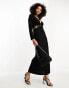 Фото #3 товара Never Fully Dressed textured cut-out tassel midaxi dress in black