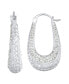 ფოტო #2 პროდუქტის Clear Crystal Diamond Cut Long Oval Hoop Earring