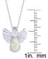 Simulated Opal & Cubic Zirconia Angel Wing 18" Pendant Necklace in Sterling Silver