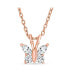 ფოტო #1 პროდუქტის Mini Petite Tiny Clear Cubic Zirconia Purple CZ Garden Insect Butterfly Pendant Necklace For Women Rose Gold Plated Sterling Silver