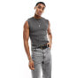 Bershka ribbed vest in washed grey