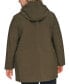 ფოტო #2 პროდუქტის Women's Plus Size Drawstring-Hood Snap-Front Anorak Raincoat