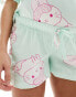 ASOS DESIGN Maternity bunny oversized tee & short pyjama set in green