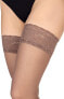 Annes Styling Sila 40 Denier Women's Lace Thigh High Opaque Hold-Ups Nylon Stockings with Invisible Silicone
