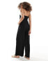 ASOS DESIGN shirred halter neck jumpsuit in black