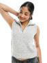 Фото #1 товара Weekday Cherin knitted half zip high neck vest in light grey