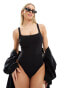 Фото #1 товара ASOS DESIGN Fuller Bust ultimate revenge sculpting square neck swimsuit in black