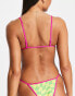 COLLUSION warped check print triangle bikini top in multi - MULTI