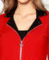 Black Label Women's Faux-Leather Collared Sweater Jacket