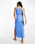 Pieces scoop neck maxi dress in blue