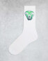 Фото #1 товара Weekday sports socks with cyber skull graphic in white