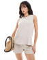 Vero Moda ribbed jersey top co-ord in stone