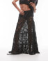 Topshop sheer lace tiered maxi skirt in black