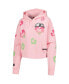 ფოტო #3 პროდუქტის Freeze Max Women's Pink Peanuts Snoopy Sweet Cotton Heart Cropped Pullover Hoodie