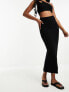 New Look ribbed midaxi skirt in black