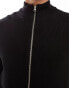 Фото #2 товара ONLY & SONS full zip ribbed jumper in Black