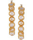 Gold-Tone Medium Crystal Studded Hoop Earrings, 2"