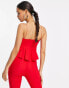 Фото #4 товара Vesper Petite cami strap frill hem crop top co-ord in red