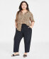 Фото #1 товара Trendy Plus Size Button-Front Crepe Shirt, Created for Macy's