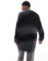 ADPT oversized crew neck jumper in diagonal print in black grey