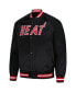 Men's Black Miami Heat Hardwood Classics Throwback Wordmark Raglan Full-Snap Jacket