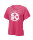 Фото #2 товара Women's Threads T.J. Watt Pink Distressed Pittsburgh Steelers Name and Number T-shirt