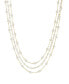 Women's Gold Tone Three Strand Imitation Pearl Chain Necklace