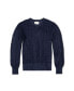 Women's Long Sleeve Pointelle Sweater with Bellow Sleeves Navy leaf pointelle, XSmall - фото #1