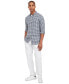 Men's Slim-Fit Gingham Check Button-Down Linen Shirt