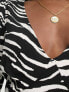 Фото #3 товара New Look long sleeve v neck mini dress in zebra print