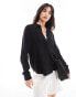 Фото #1 товара Selected Femme linen touch shirt in black