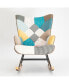Фото #1 товара Rocking Chair, Mid Century Fabric Rocker Chair With Wood Legs And Patchwork Linen