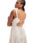 & Other Stories satin plisse midaxi dress with volume hem and twisted straps in off white