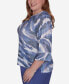 Plus Size Worth Avenue Women's Watercolor Animal Stripe Bell Sleeve Top