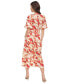 Фото #2 товара Women's Printed V-Neck Short-Sleeve Satin Dress