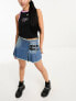 Tammy Girl mid rise distressed denim mini skirt with buckle details