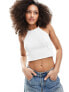 Фото #1 товара Only halter neck knitted crop top in white