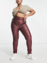 Фото #4 товара Yours coated skinny jean in burgundy