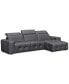 Фото #4 товара CLOSEOUT! Haigan 3-Pc. Leather Chaise Sectional Sofa with 1 Power Recliner, Created for Macy's