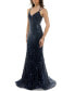 ფოტო #3 პროდუქტის Juniors' Sequined Lace-Up Gown