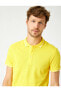 Erkek Sarı Polo Yaka Kısa Kollu Pamuklu T-shirt