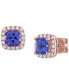 ფოტო #1 პროდუქტის Tanzanite (1 ct t.w.) & Diamond (1/6 ct. t.w.) Halo Stud Earrings in 14k Rose Gold