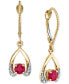 ფოტო #3 პროდუქტის Ruby (5/8 ct. t.w.) & Diamond (1/10 ct. t.w.) Wishbone Drop Earrings in 14k Gold