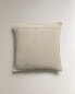 Linen cushion cover with topstitching