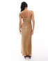 Never Fully Dressed Petite Luna plisse maxi dress in gold